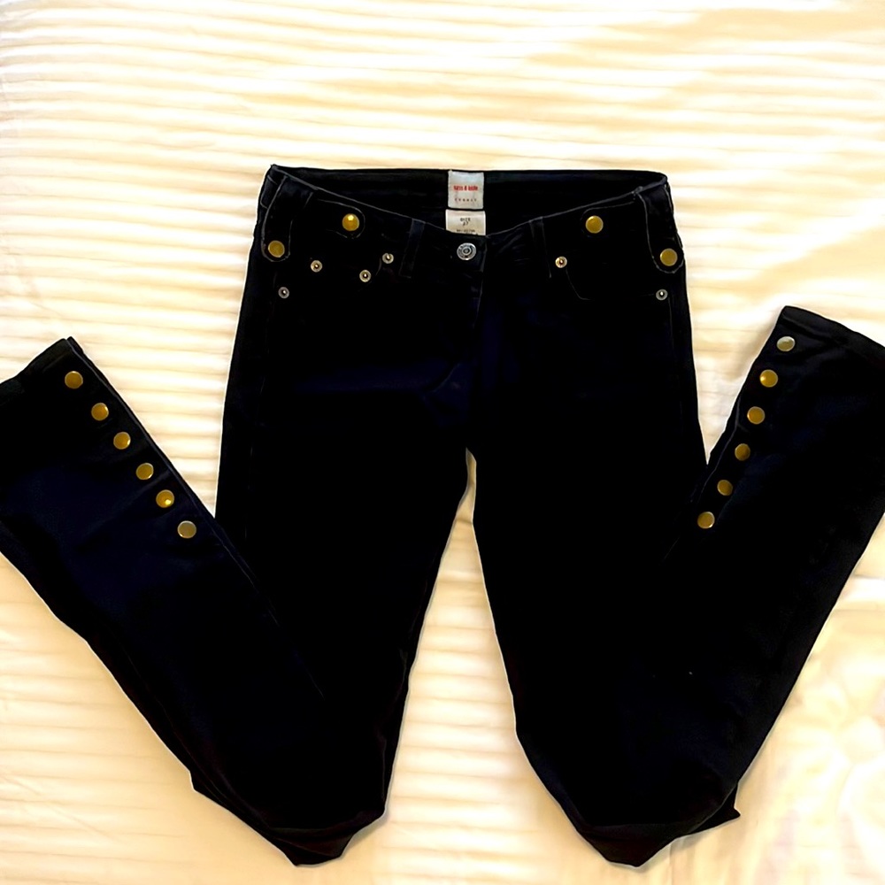 Sass & Bide vintage ankle snap black denim low rise skinny jeans